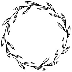 Floral wreath line art element for wedding card, invitation card, poster, logo design and more.