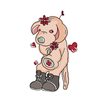baby child with teddy dog