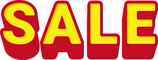 「SALE」の3D文字　赤と黄色のシンプルなイラスト素材