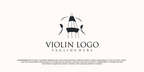 Violin orchestra fiddle music silhouette logo design vector icon