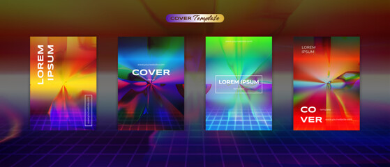 Futuristic 80s cover design retro vault vibrant back to the future theme collection vector background for flyers, banners, posters, invitations, gift cards, brochures