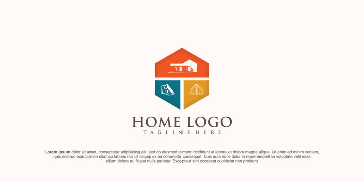 Real Estate logo, Builder logo, Construction logo Color design template vector illustration