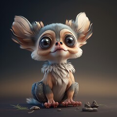 3D rendering cute animals with high details
