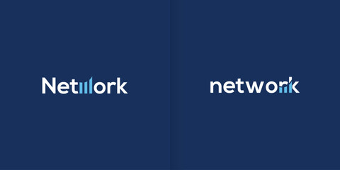 Obraz premium Network logo. Word mark brand logo. Abstract technology logo. Digital logo
