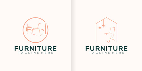 Interior room, furniture gallery logo design