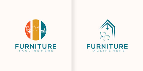 furniture sofa minimalist flat logo template vector illustration design