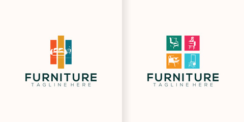 Furniture logo design collection with creative concept