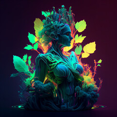Women Cartoon Neon Art Generative Ai