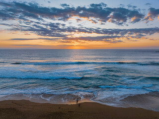 Sunrise at the seaside with clouds