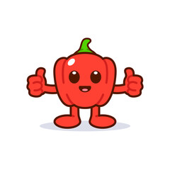 Cute Bell Pepper Character Giving Thumbs Up