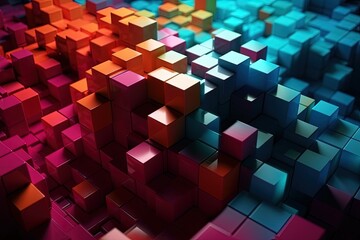 vibrant and dynamic abstract background composed of colorful cubes. Generative AI
