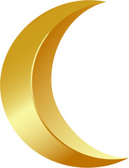 Golden crescent moon Ramadhan and eid al fitr ornament. Transparent background image file