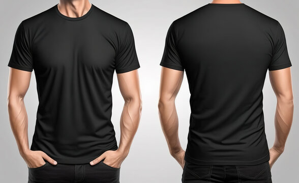 black t shirt model back