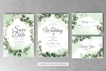 Fototapeta na wymiar Set of Greenery Floral Frame Wedding Invitation Card Template