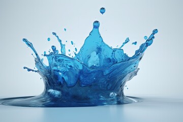 vibrant blue water splash on a clean white background. Generative AI
