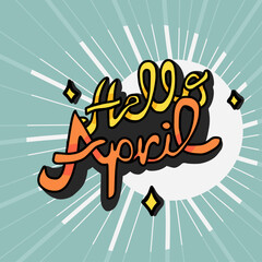 Hello April word retro style vector illustration