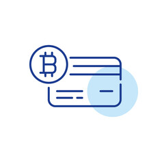 Credit card with bitcoin symbol. Pixel perfect, editable stroke line icon