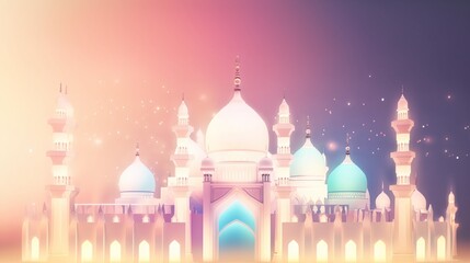 Obraz premium Mosque Pastel Background - Generative AI