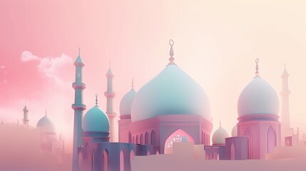 Fototapeta premium Mosque Pastel Background - Generative AI