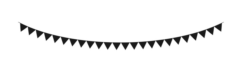 Blank flag banner, bunting garland silhouette template for scrapbooking parties and events vector illustration