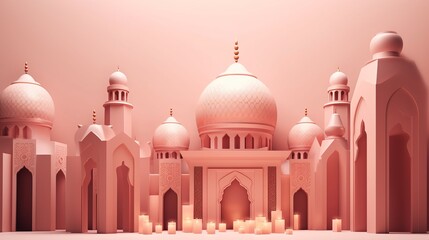 Fototapeta premium Mosque Pastel Background - Generative AI