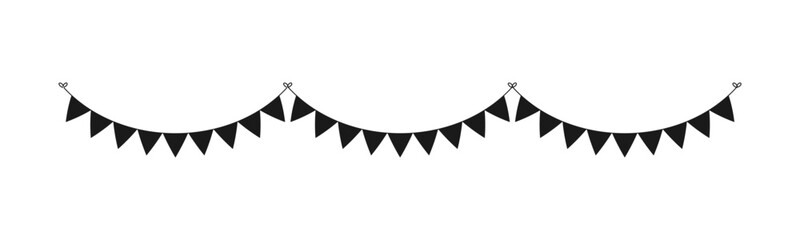 Blank banner, bunting garland silhouette template for scrapbooking parties and events vector illustration