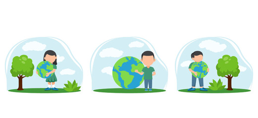 Flat Bundle Earth Day Design Illustration