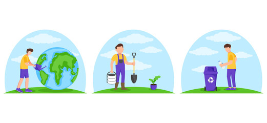Earth Day Flat Bundle Design Illustration