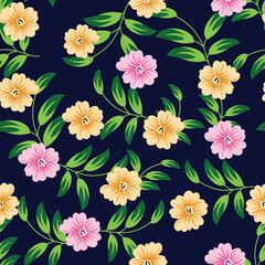 seamless small vector flower design pattern  on black    background