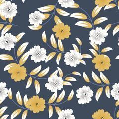 seamless small vector flower design pattern  on black    background