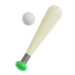 baseball stick and ball 3d icon