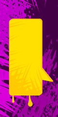 Purple and Yellow Graffiti Speech Bubble Background. Abstract modern street art banner decoration performed in urban painting style.
