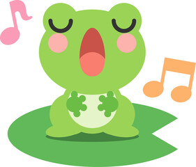 歌を歌うかわいいカエル