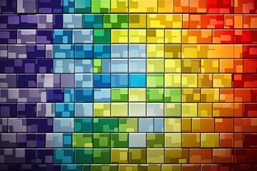 Fototapeta premium colorful brick wall with a rainbow gradient effect. Generative AI