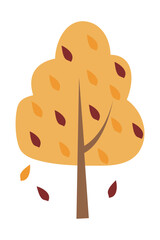 Cartoon tree illustration. Vector illustration of autumn trees on a white background.