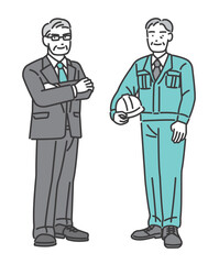 取締役や社長などのシニア経営者のベクターイラスト素材／管理職／作業服
