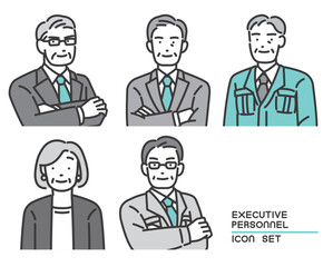 取締役や社長などのシニア経営者の上半身のベクターイラスト素材／管理職／作業服