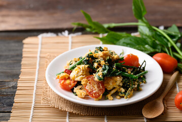 Northern Thai food, Stir fried gurmar leaf (Gymnema inodorum) with egg, Local food