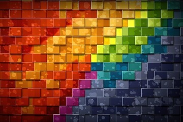 colorful brick wall with dotted pattern. Generative AI