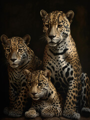 Fototapeta na wymiar Jaguar family portrait