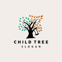 Obraz premium Tree Logo, Life Balance Education Vector, Luxurious Elegant Simple Tree Design, Playground Illustration Icon