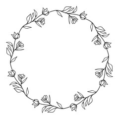 Hand drawn floral wreath illustration