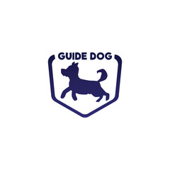 Guide dog icon or emblem design black and white graphic vector isolated.