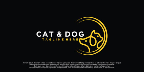 Vector  of dog and cat animals logo design with style unique Premium Vector