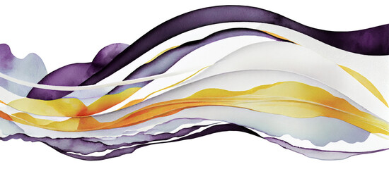 Purple and yellow abstract ocean waves texture lines. Transparent PNG, isolated flowing sea wave. Banner Graphic Resource as background for ocean wave abstract graphics