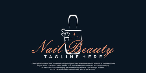 Logo nail beauty or nail polish icon logo design for beauty salon with unique concept Premium Vector