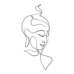 buddha face portrait line art decoration
