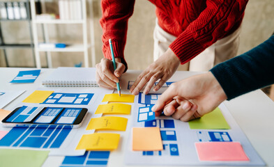 UX graphic designer planning application process development prototype wireframe for web smart...
