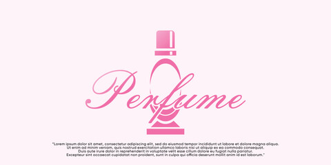 Vector minimalist simple bottle perfume logo with design unique Premium Vector