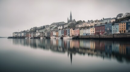 Obraz premium Harbor of Cobh. Incredible and breathtaking Ireland. Generative AI